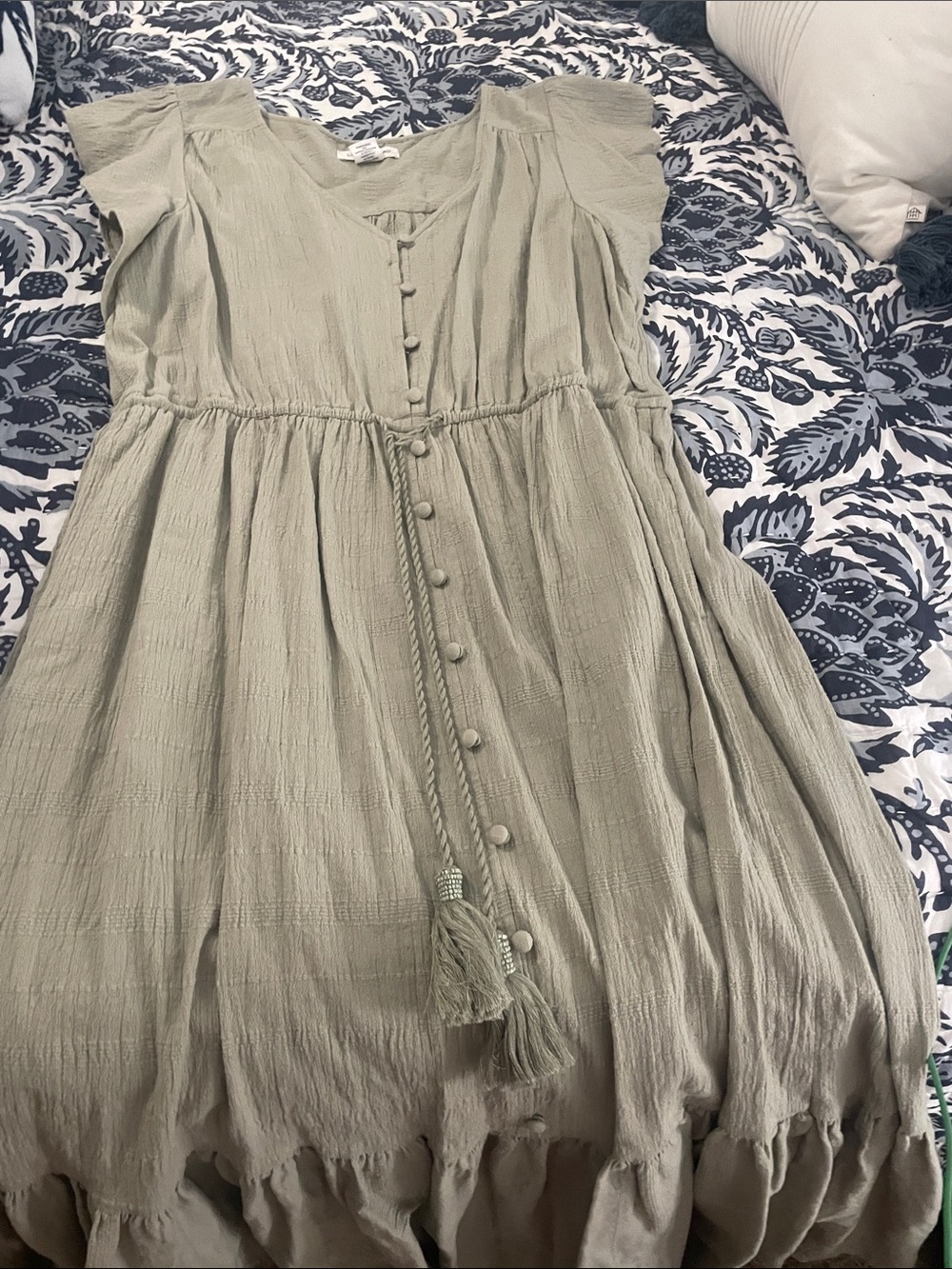 Lucky Brand Olive Sage Button-Front Dress